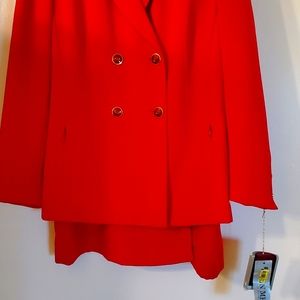 Women Red Suit John Meyer Skirt Lined & Feminine with Sexy Adjustable Slit NWT
